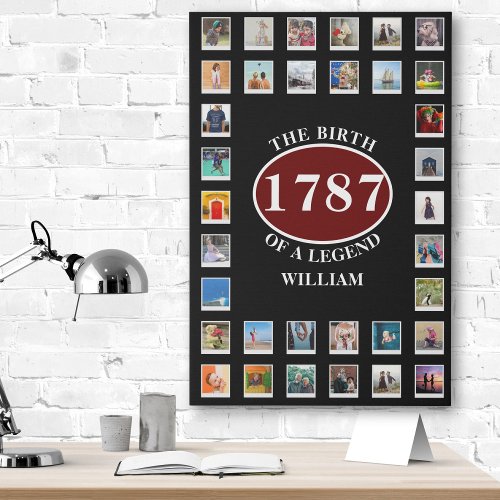 Add Name Year And Photos Birthday Large Faux Canvas Print