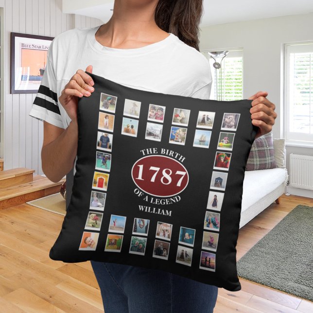 Add Name Year And Photos Birthday Throw Pillow (Creator Uploaded)