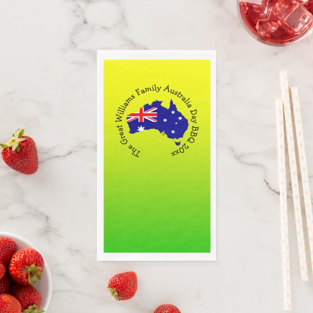 Add Name Year Australia Day BBQ  Paper Guest Towels (Insitu)