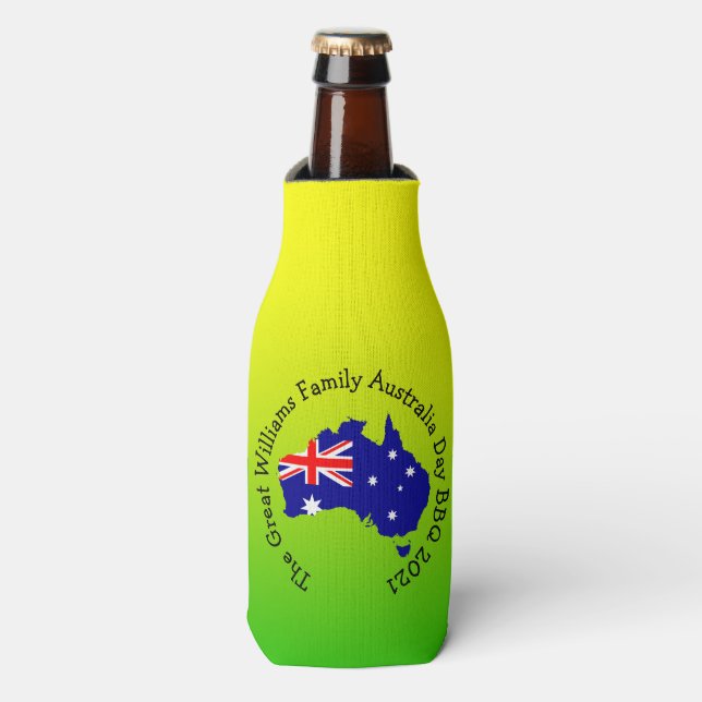 Add Name Year Australia Day BBQ Stubby Holder Bottle Cooler (Bottle Front)