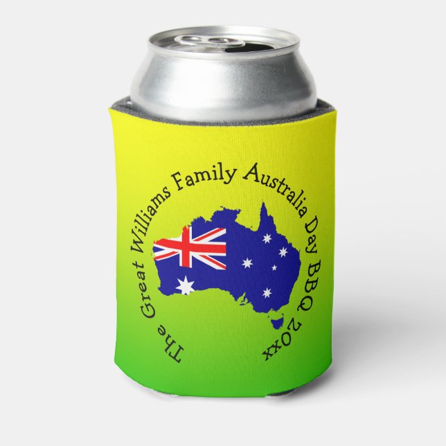 Add Name Year Australia Day BBQ Stubby Holder  Can Cooler (Can Back)