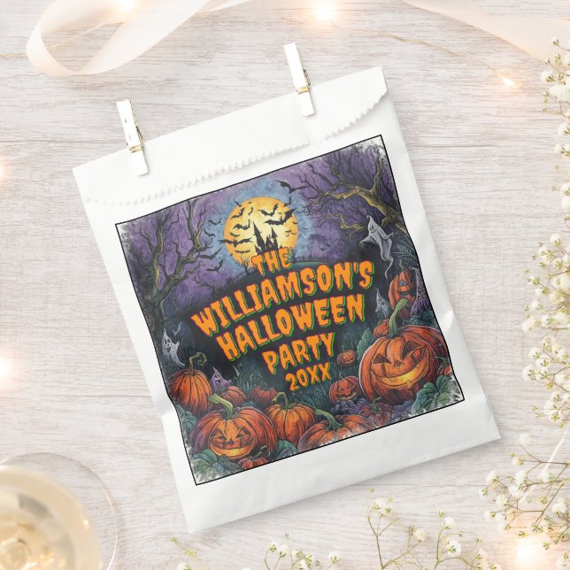 Add Name Year Halloween Party Favor Bag (Clipped)