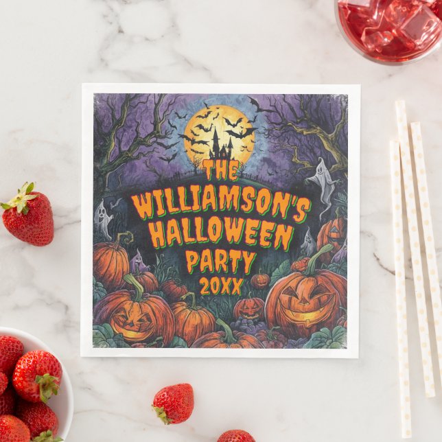 Add Name Year Halloween Party Paper Dinner Napkins (Insitu)