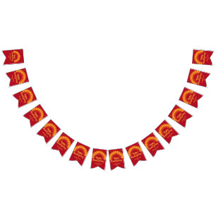 Add Name Year Happy Thanksgiving Yellows Red Bunting Flags