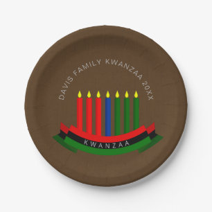 Add Name Year Kwanzaa Candles 7" Paper Plates