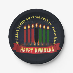 Add Name Year Kwanzaa Candles 7" Paper Plates