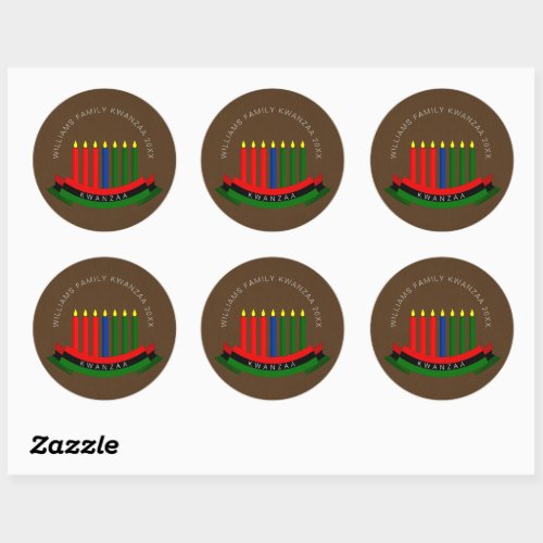 Add Name Year Kwanzaa Candles Classic Round Sticker