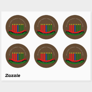 Add Name Year Kwanzaa Candles Classic Round Sticker