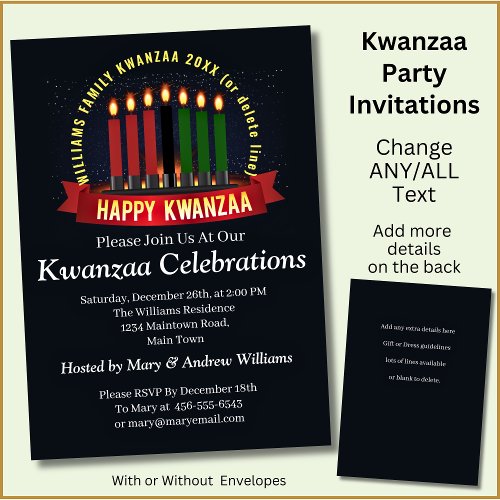 Add Name Year Kwanzaa Candles Invitation