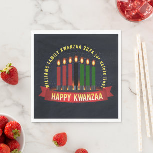 Add Name Year Kwanzaa Candles Luncheon Napkins