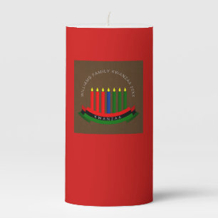 Add Name Year Kwanzaa Medium Red Pillar Candle