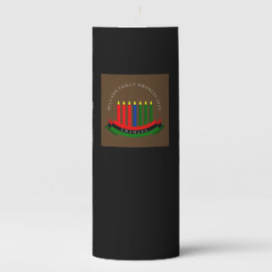 Add Name Year Kwanzaa Tall Black Pillar Candle