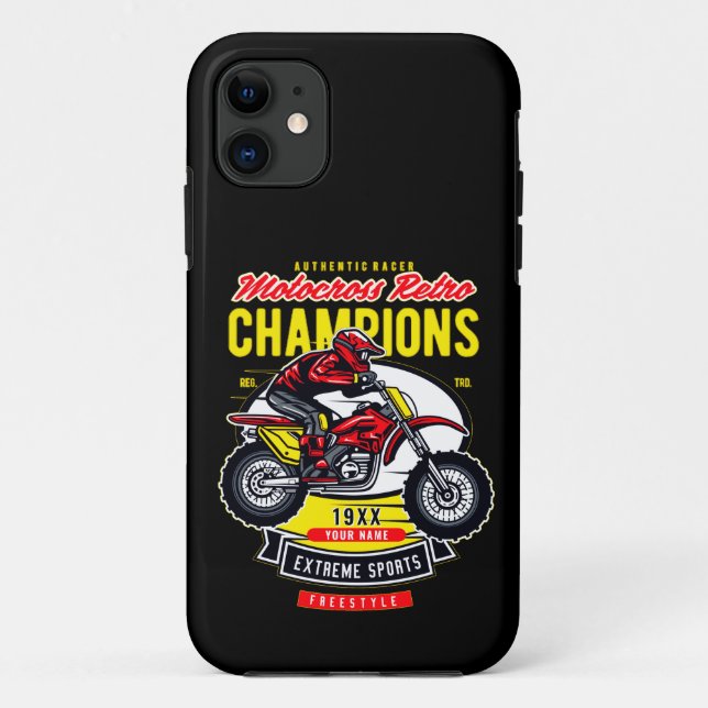 Add Name Year Motocross Retro Champions Rider      Case-Mate iPhone Case (Back)