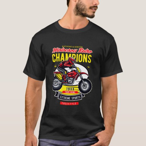 Add Name Year Motocross Retro Champions Rider      T_Shirt
