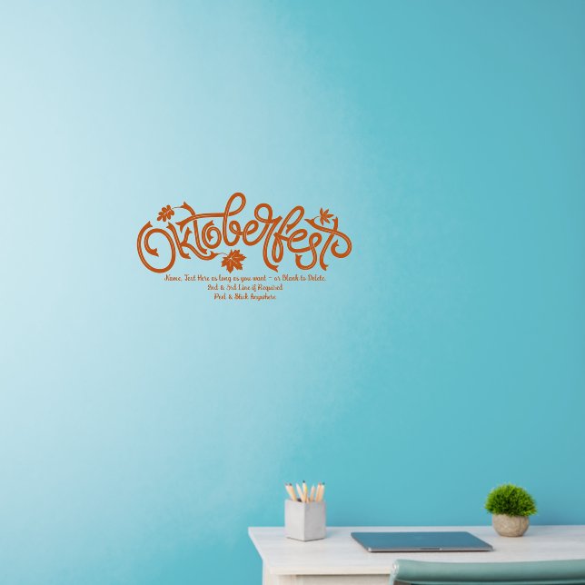 Add Name Year Text, Oktoberfest Sign, on 24" x 12" Wall Decal (Home Office)