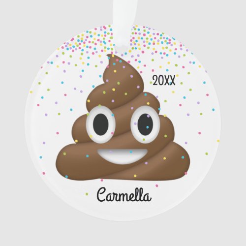 Add Name  Year to Personalized Poop Emoji Ornament