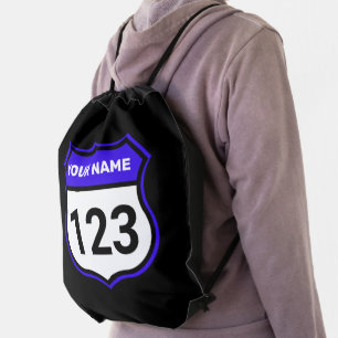 Add Name Your Number Racing Identification Blue Drawstring Bag