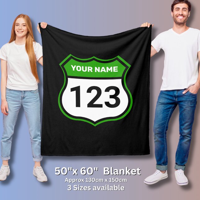 Add Name Your Number Racing Identification Green   Fleece Blanket (Creator Uploaded)