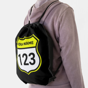 Add Name Your Number Racing Identification Yellow  Drawstring Bag