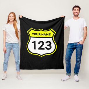 Add Name Your Number Racing Identification Yellow  Fleece Blanket