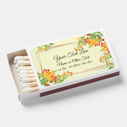 Add Name Your Own Text Floral Gold Frame  Matchboxes