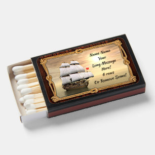 Add Name Your Text Sailing Ship Nautical Theme Matchboxes