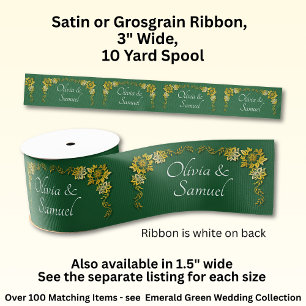 Add Names, 3" Wide Emerald Green & Gold Grosgrain Ribbon