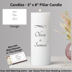 Add Names, Black White 3" x 8" Pillar Candle