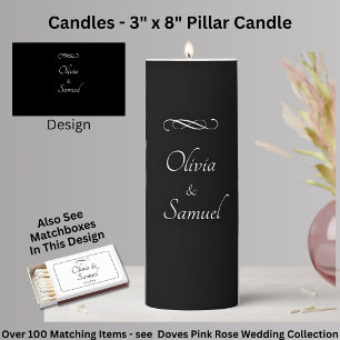 Add Names, Black White 3" x 8" Pillar Candle