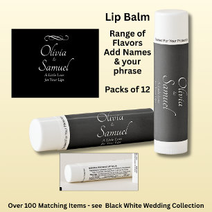 Add Names, Black White Wedding Lip Balm