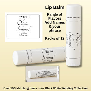 Add Names, Black White Wedding Lip Balm