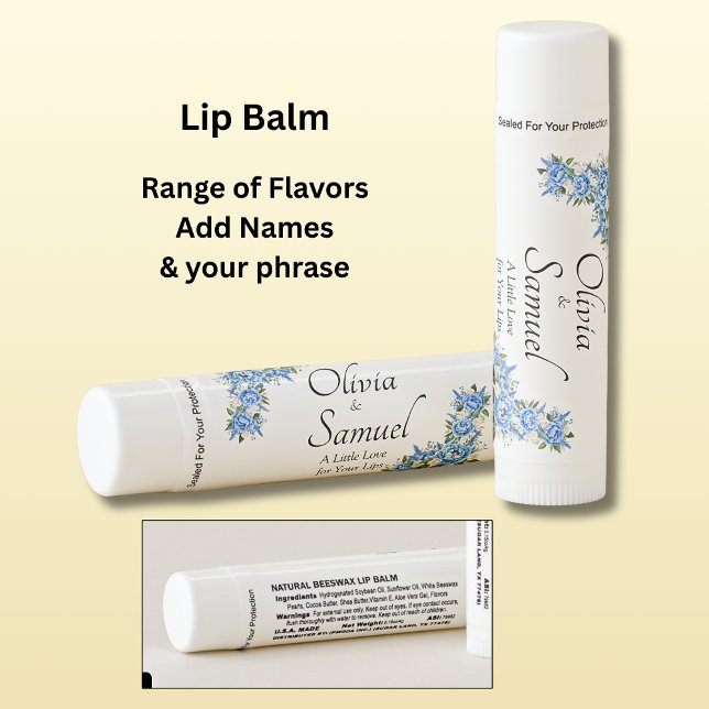 Add Names, Blue Peony on Wedding Suite Lip Balm (Creator Uploaded)
