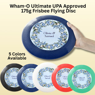 Add Names Blue Peony Wedding Set Wham-O Frisbee