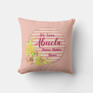 Add Names Change Abuela We Love Grandmother Pink Throw Pillow
