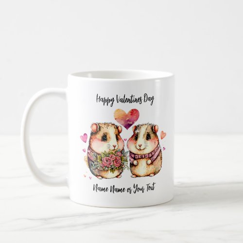 Add Names Change ALL Text Guinea Pigs Valentines Coffee Mug