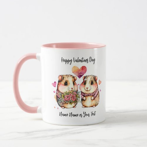 Add Names Change ALL Text Guinea Pigs Valentines Mug
