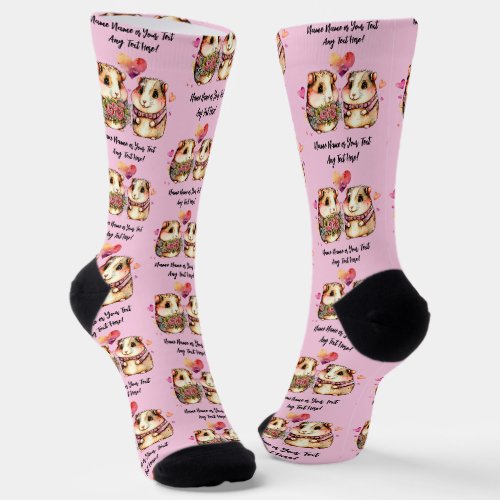 Add Names Change ALL Text Guinea Pigs Valentines  Socks