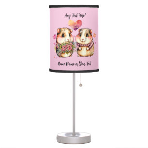 Add Names Change ALL Text Guinea Pigs Valentines + Table Lamp
