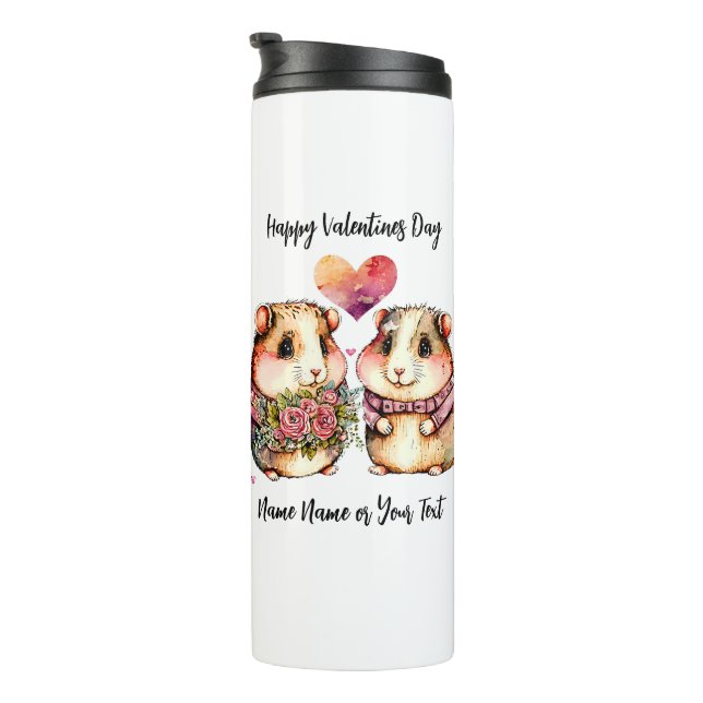 Add Names Change ALL Text Guinea Pigs Valentines  Thermal Tumbler (Rotated Right)