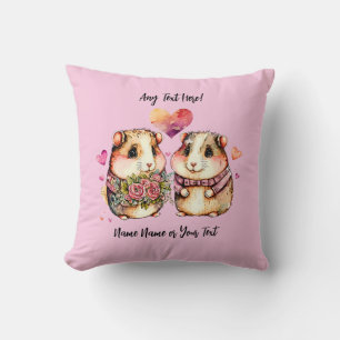 Add Names Change ALL Text Guinea Pigs Valentines + Throw Pillow