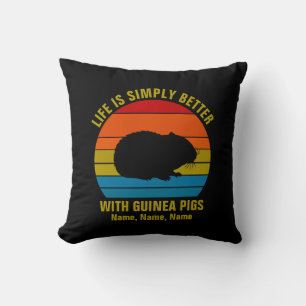 Add Names Change ALL Text, Life Better Guinea Pigs Throw Pillow