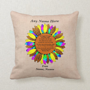 Add Names Change Text Hugged Leopard Sunflower Hug Throw Pillow
