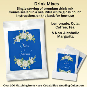 Add Names Cobalt Blue & White Roses Drink Mix