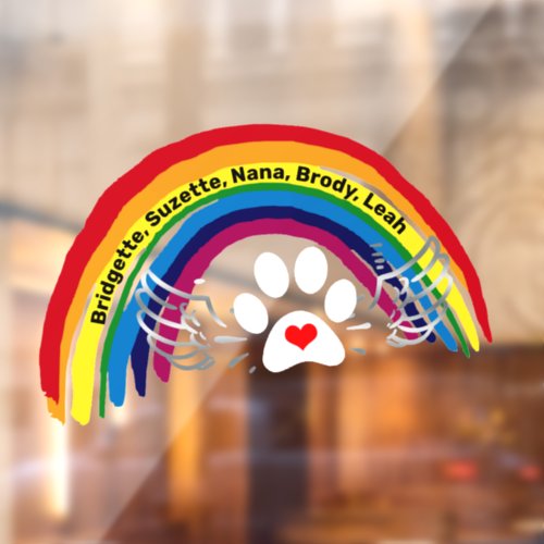 Add Names Custom Crossing Rainbow Bridge Dogs Window Cling