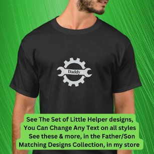 Add Names Daddy Mommy Wrench Gear Workshop T-Shirt