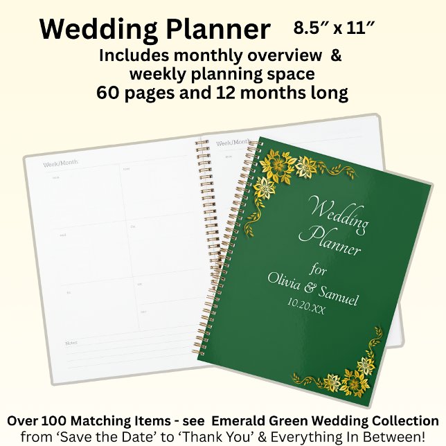 Add Names & Date Emerald Green & Gold Planner (Creator Uploaded)