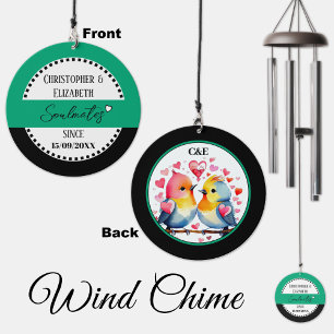 Add names date soulmates birds green wind chime