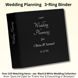 Add Names Date, White on Black 3 Ring Binder