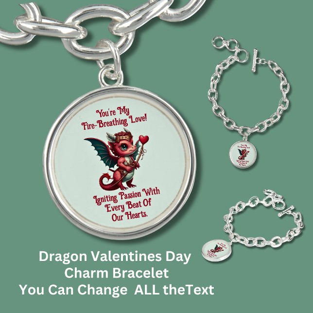 Add Names, Dragon Valentines Day Red Heart    Bracelet (Creator Uploaded)