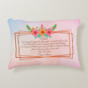 Add Names Edit Text, I We Hug Hugged Boho Flower   Accent Pillow